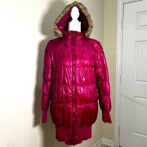 Japan’s UNIQLO Womens Lightweight Puffer Parka Coat - Pink - Small - from Tokyo